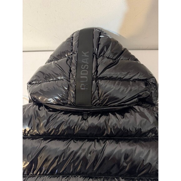 RUDSAK GLOSSY BLACK PUFFER HOODIE VEST NWOT small - Picture 3 of 11